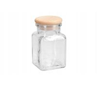 Wooden World - Glass Jar with Wooden Lid Square Spice Container 150 ml