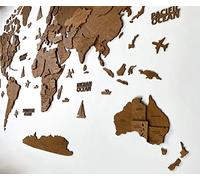 Wooden World Map 3D Art Large Wall Decor - Size (M, L, XL) Any Occasion Gift Idea - Wall Art For Home, Kitchen or Office (SIZE M, VENGE)