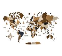 Wooden World Map 3D Art Large Wall Decor - Size (M, L, XL) Any Occasion Gift Idea - Wall Art For Home, Kitchen or Office (SIZE L, COFFEE)