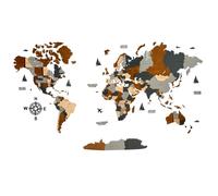 Wooden World Map 3D Art Large Wall Decor - Size (M, L, XL) Any Occasion Gift Idea - Wall Art For Home, Kitchen or Office (SIZE XL, SKY)