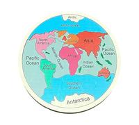 Wooden World Map Puzzle Educational Geography Learning Activity For Kids Montessori Recognition (Khaki, 20x20 cm)