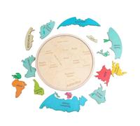 Wooden World Map Puzzle for Kids, Colourful 7 Continents & Oceans Jigsaw Puzzle, Interactive Educational Geography Learning Toy for Boys Girls (Brown)