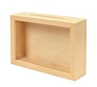 Wooden World - Money Box Photo Frame Wooden Shadow Box Decorative Horizontal Piggy bank 21x16x4 cm