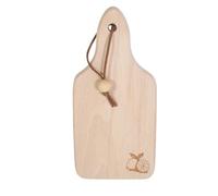 Wooden World - Traditional Beech Wood Chopping Board with Handle, Lemon Engraving in Corner, Hanging Strap, Natural Serving and Cutting Board, 22.5 x 10.5 x 1.6 cm