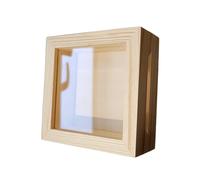 Wooden World - Wooden money box Wooden frame bank with front glass ideal for decoupage and pyrography