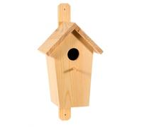 Wooden World - Wooden nesting box for small birds made of pine wood, wooden nesting box with perch and handle for hanging in the garden outside