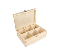 Wooden World Wooden Tea Box Organizer with six partition for 6 Separate Tea Types - Box for Craft decoupage Pyrography