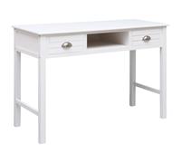 vidaXL Wooden Writing Desk with 2 Drawers and 1 Open Compartment White Table