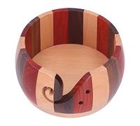 Wooden Yarn Bowl, Crochet Bowl Knitting Holder, Retro Fashion Weight Portable Yarn with Glossy h, tters and s, from Logs