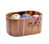 Wooden Yarn Bowl, Extra Large Vintage Yarn Bowls for Crochet, Yarn Storage Bowl, Oval Wooden Bowl for Mom and Knitting Lovers 30×15×15.2cm