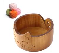Wooden Yarn Bowl, Knitting Yarn Bowl with Holes, Cat Yarn Bowl Crochet Yarn Holder Handmade Yarn Bowl Yarn Storage Bowl (18 * 18 * 10cm)