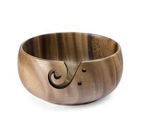 Wooden Yarn Bowl, Little World Wood Knitting Bowl Crochet Wool Holder with Holes 15x8cm, DIY Knitting Accessories Kit Prevent Tangles and Slipping, Crochet Yarn Holder Gift for Knittings Lovers