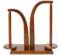 Wooden Yarn Spinner with 2 Spindles, Rotating Yarn Holder for Knitting and Crocheting, Double Spool Stand in Vintage Mahogany, DIY Craft Wool Storage for Hand Weaving, Home Tabletop Use