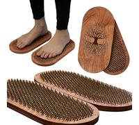 Wooden Yoga Board for Acupressure and Meditation with Nails for Deep Tissue Massage, Sadhu Board for Yoga Practice, Acupuncture Massage (oval tree 0.31 in)