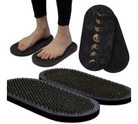 Wooden Yoga Board for Acupressure and Meditation with Nails for Deep Tissue Massage, Sadhu Board for Yoga Practice, Acupuncture Massage (oval ebony 0.31 in)