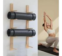 Wooden Yoga Mat Storage Stand, Wall Mounted Holder for Organized Studio and Gym Space, Floating Shelf Rack