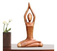 Wooden Yoga Pose Statue,16/18 Cm Yoga Meditative Girl Figurines,Abstract Model Woman Statue,Hand Carving, For Tabletop Ornaments,Room Decor