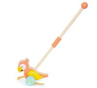 WOODENFUN Animal Push Pull Cart Wooden Montessori Walking Toy for Toddlers 1+(Parrot)