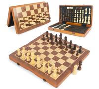 WOODENFUN Foldable Magnetic Wooden Chess Set for Kids 40×40cm(Brown XL)