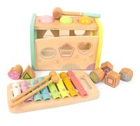 WOODENFUN Hammering Pounding Toys Wooden Educational Toy Xylophone Shape Sorter, Birthday Gift for 1 2 3 Years Boys Girls Baby Toddler Kids Developmental Montessori Learning Toy