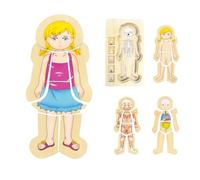 WOODENFUN Human Body Puzzles for Kids 3-5,Wooden Montessori Anatomy Play Set, Human Body Model Puzzle for Preschoolers and Kids Ages 3+ (Girls)