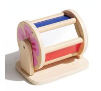 WOODENFUN Montessori Rainbow Spinning Wooden Drum Mirror for Babies 6M