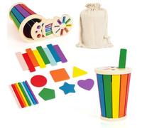 WOODENFUN Montessori Toy Colour Sorting & Stacking Matching Learning Sorting Toy for Toddlers from 1-3 Years, Educational Toy as a Gift for 2 Year Old Boys and Girls (Colour 3)