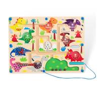 WOODENFUN Montessori Toy Magnetic Game Pearl Maze Magnetic Toy Colour Matching Learning Counting Puzzle Classification Board 3 Years (Dinosaur)