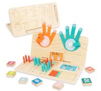 WOODENFUN Montessori Toy Wooden Maths Counting Toy for Children Counting Learning 3 in 1 Palm Computing Educational Board for 3-6 Years Children