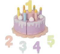 WoodenFun Pretend Play Food for Toddlers 1-3,Wooden Birthday Fake Cake with Candles and Numbers,Tea Party Learning Kitchen Gift Toys for Boys Girls