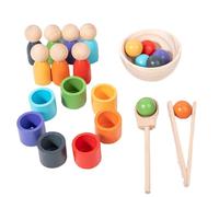 WOODENFUN Rainbow Balls in Cups, Montessori Toy for Toddlers, for 1 2 3 Years, Preschool, Wooden Games for Learning, Colour Sorting and Counting (7 Colours)