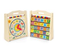 WOODENFUN Toddler Learning Clock Toys,Wooden Telling Time Teaching Clock and Alphabet Learning Montessori Toy for Kids,Educational Gifts for Boys Girls 1 2 3 Year Old