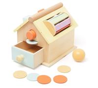 WOODENFUN Wooden 4-in-1 Children's Montessori Toy House Drum, Colour Classification, Shape Classification Storage Box for Children 3+ Years Old