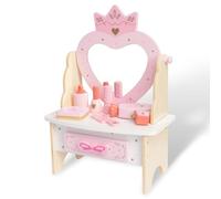 WOODENFUN Wooden Dressing Table for Girls, Dressing Table with 7° Dressing Table, 360° Rotating Acrylic Mirror Drawer, Pink Dressing Table