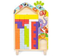 WOODENFUN Wooden Puzzle Pattern Blocks Brain Teasers Game, 3D Russian Building Toy Wood Tangram Shape Jigsaw Puzzles Montessori STEM Educational Toys Gift for Kids