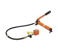 WooDerson 10T Hydraulic Ram Cylinder Jack, Short Steel Lifting Jack with CP-180 Hydraulic Hand Pump 0.43" Stroke for Machinery Shipbuilding (Orange)
