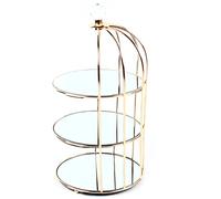WooDerson 3 Tier Bird Cage Shaped Cake Display Stand for Tea Party Wedding Birthday, Bathroom Counter Tray and Vanity Organizer, 18x35cm Gold
