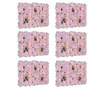 WooDerson 6 Pieces Wall Panel With Artificial Flowers, Light Pink Silk Flower Wall Panels 60cmx40cm, Dahlia+Hydrangea+Eucalyptus, For Wedding Backdrops Wedding Aisles Flower Parties Etc