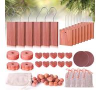 Woodever Cedar Blocks for Clothes Storage 56 Pcs, Cedar Planks with Metal Hooks, Cedar Rings and Balls, Cedar Scented Sachets, for Closets, Drawers, Bookshelves and Shoes Protection
