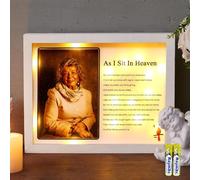 WOODEXPE Sympathy Gift LED Memorial Shadow Box Memorial Picture Frame for Loss of Loved One 4x6 Photo (As I Sit in Heaven White)