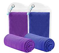 WOODFIB Cooling Towel, 2 Pack (100x30 cm) Ice Towel for Neck & Face During Sports, Microfibre Quick Dry Soft Breathable Chilly Running, Yoga, Golf, Gym, Camping, Hot Weather