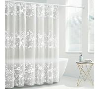 WOODFIB Shower Curtain, 100% PEVA Waterproof Anti-Mould Proof Resistant, Quick-Drying, Washable Bathroom Curtain, Includes 12 Pcs Curtain Hooks, 180 x 200 cm (Black Chevron)