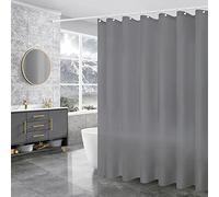 WOODFIB Shower Curtain, 100% PEVA Waterproof Anti-Mould Proof Resistant, Quick-Drying, Washable Bathroom Curtain, Includes 12 Pcs Curtain Hooks, 180 x 180 cm
