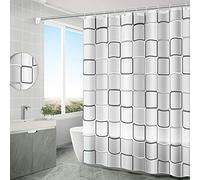 WOODFIB Shower Curtain, 100% PEVA Waterproof Anti-Mould Proof Resistant, Quick-Drying, Washable Bathroom Curtain, Includes 12 Pcs Curtain Hooks, 180 x 180 cm