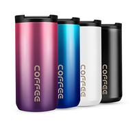 WOODFIB Travel Mug, Double Walled Coffee Cup 350ml Vacuum Insulation Stainless Steel with Leakproof Lid Eco-Friendly, for Hot and Cold Water Coffee and Tea (Gradient Purple)
