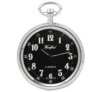 Woodford Mens Chrome Plated Arabic Open Face Mechanical Pocket Watch - Silver/Black