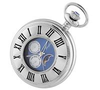 Woodford Mens Chrome Plated Quartz Moon Dial Pocket Watch - Silver