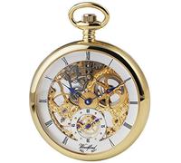 Woodford Mens Gold Plated Open Face Skeleton Pocket Watch - Gold