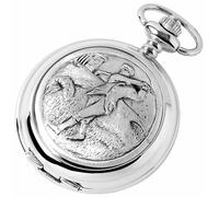 Woodford Mens Golfer Chrome Plated Full Hunter Quartz Pocket Watch - Silver