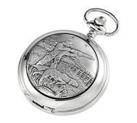 Woodford Mens Hunter and Dog Skeleton Chain Pocket Watch - Silver